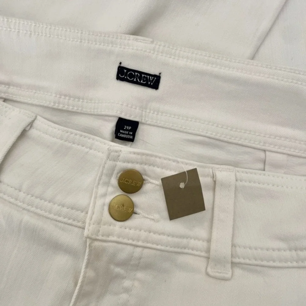 NWT!! J. CREW‎ Slim Wide Jeans Stacked Buttons Solid White Size 29 Petite 29P